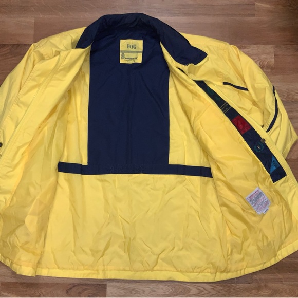 Men’s Classic London Fog Hooded Windbreaker Size L  Yellow - Picture 2 of 5